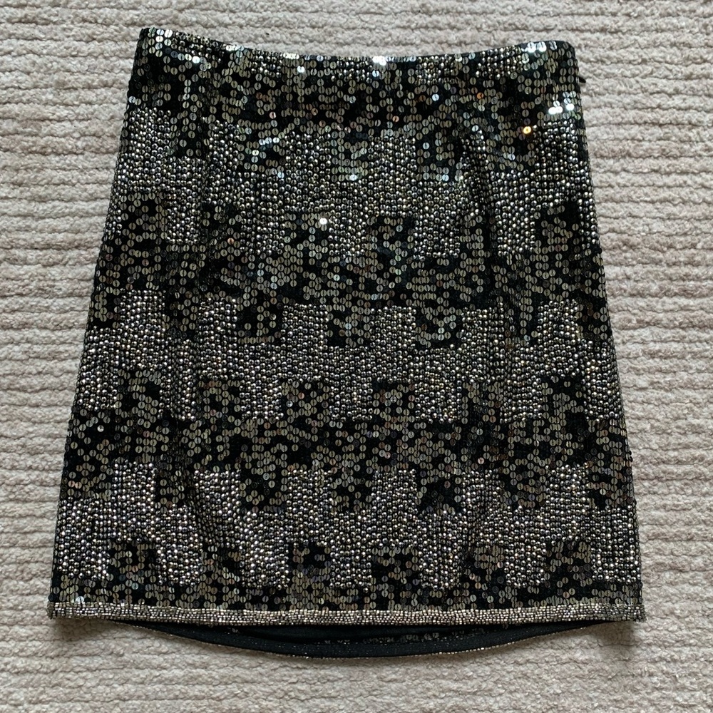 Sherri Hill Embellished Mini Skirt Black Silver NWOT Size 6